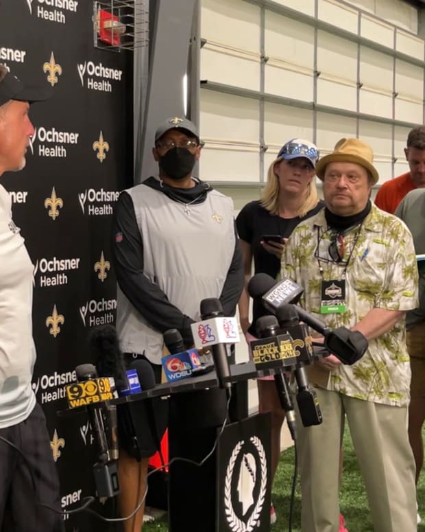 Dennis Allen - Saints Training Camp - Day 4